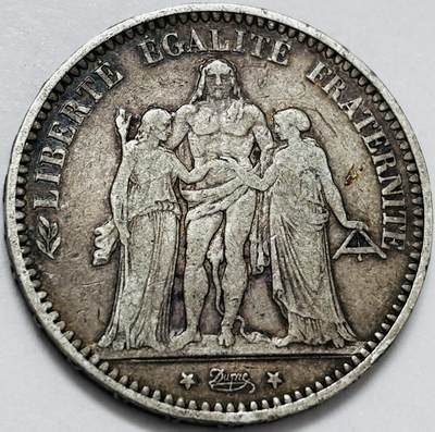 文馨钱币收藏第 286 场，圣诞节专场【 长期接收代拍品低至 0 佣金】 - 1873 年法兰西第三共和国 大力神 5 法郎大银币 K 厂（波尔多造币厂）900 银