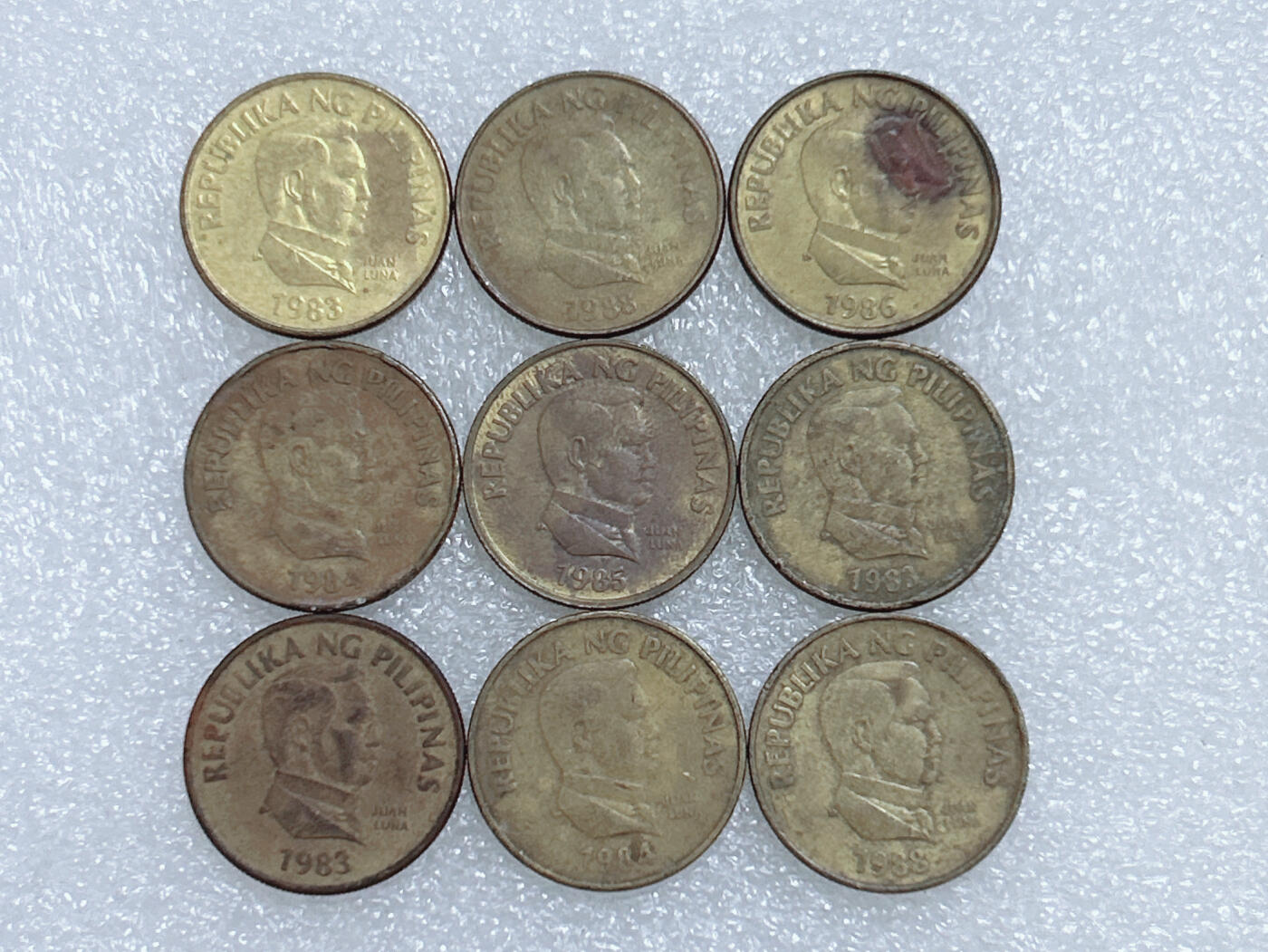 第一海外回流一元起拍收藏 散集专场  第278期 菲律宾蝴蝶版25分硬币 9枚