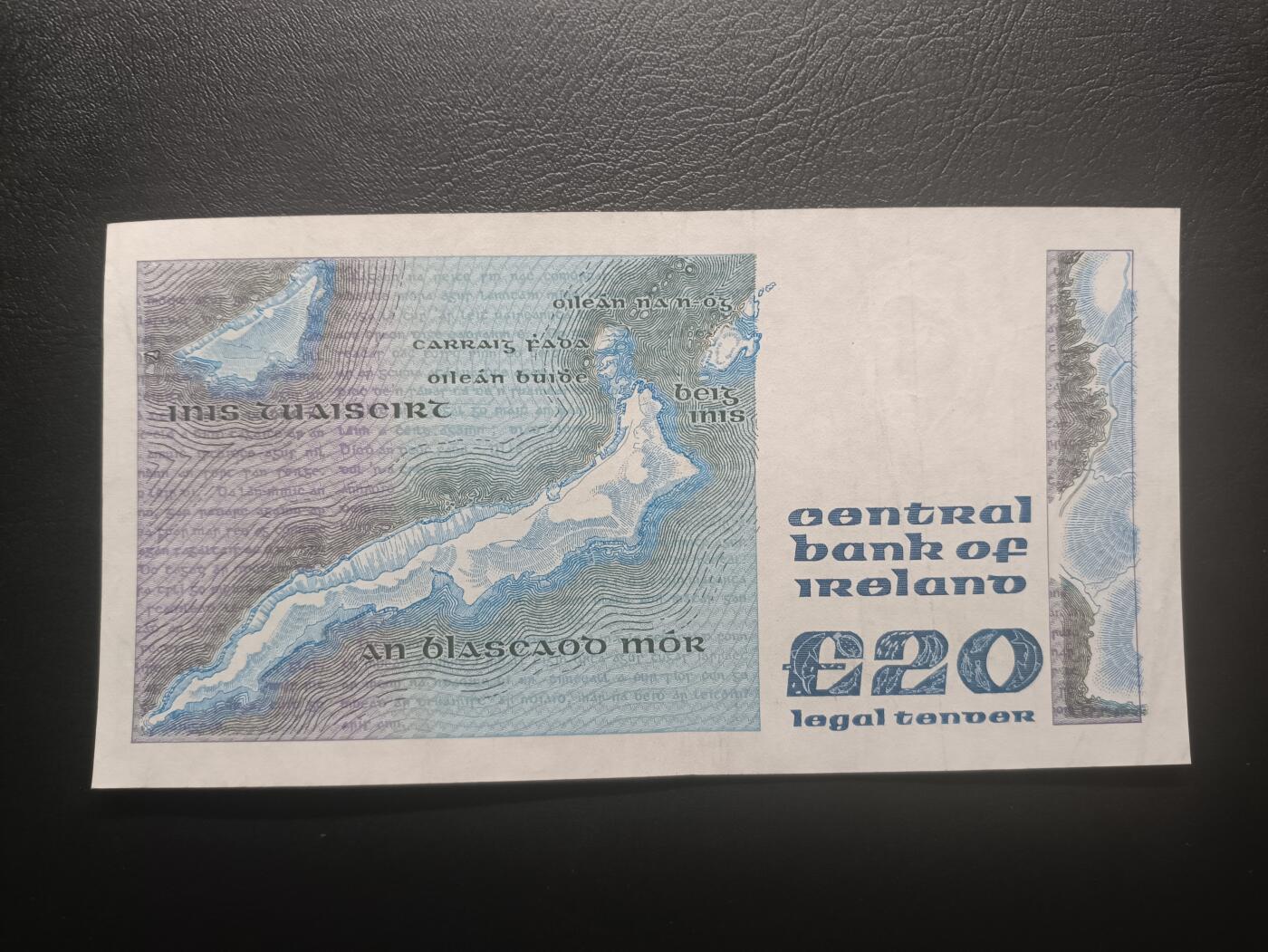 2025十二月第四期，总209期 爱尔兰1991年20镑AUNC无47，作家叶芝和大小布兰斯克群岛，少见中高面值