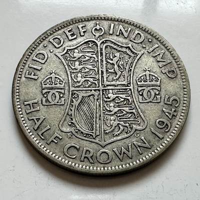 🌹外币初藏🌹🐯2025年第143场  每周二四六晚8️⃣点 接代拍 - 英国1945年半克郎银币 14.1克50%银