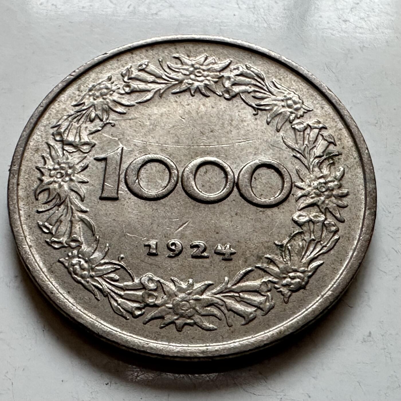 🌹外币初藏🌹🐯2025年第143场  每周二四六晚8️⃣点 接代拍 奥地利1924年1000克朗