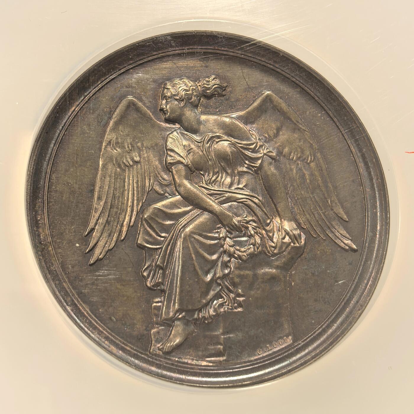 博洋堂世界钱币拍卖第153期（全场包邮） NGC MS63 唯一冠军！德国loos设计19世纪世博会大银51mm，超高浮雕，镜面压铸，名家设计！63分极其不易，毫无任何缺陷！