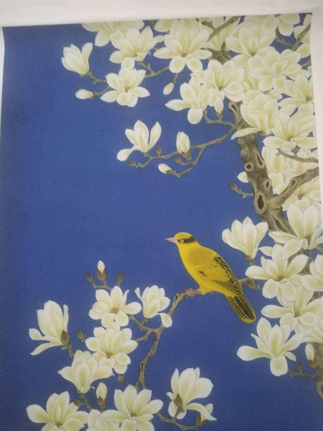 字画专场 李文倩老师手绘作品 鸟语花香。140*70cm。已装裱。