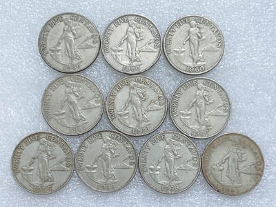 第一海外回流一元起拍收藏 散集专场  第278期 - 菲律宾1966年火山打铁女神25分硬币 10枚