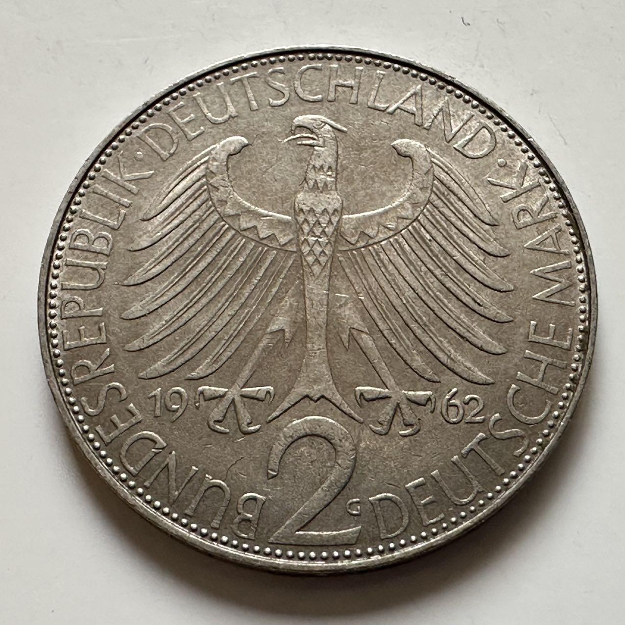 🌹外币初藏🌹🐯2025年第143场  每周二四六晚8️⃣点 接代拍 德国1962年G版 2马克 普朗克