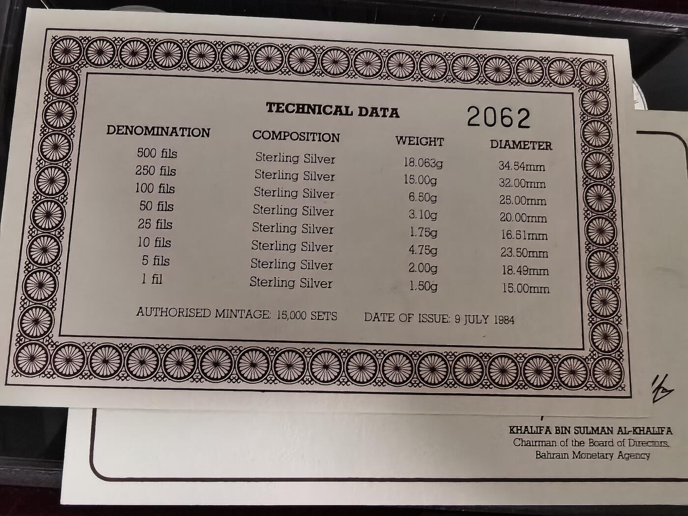 长老汇蛇年精选第八十三场拍卖 1984巴林8枚精制银币套装，55克左右925银，盒证全，稀少精品，1.5万套