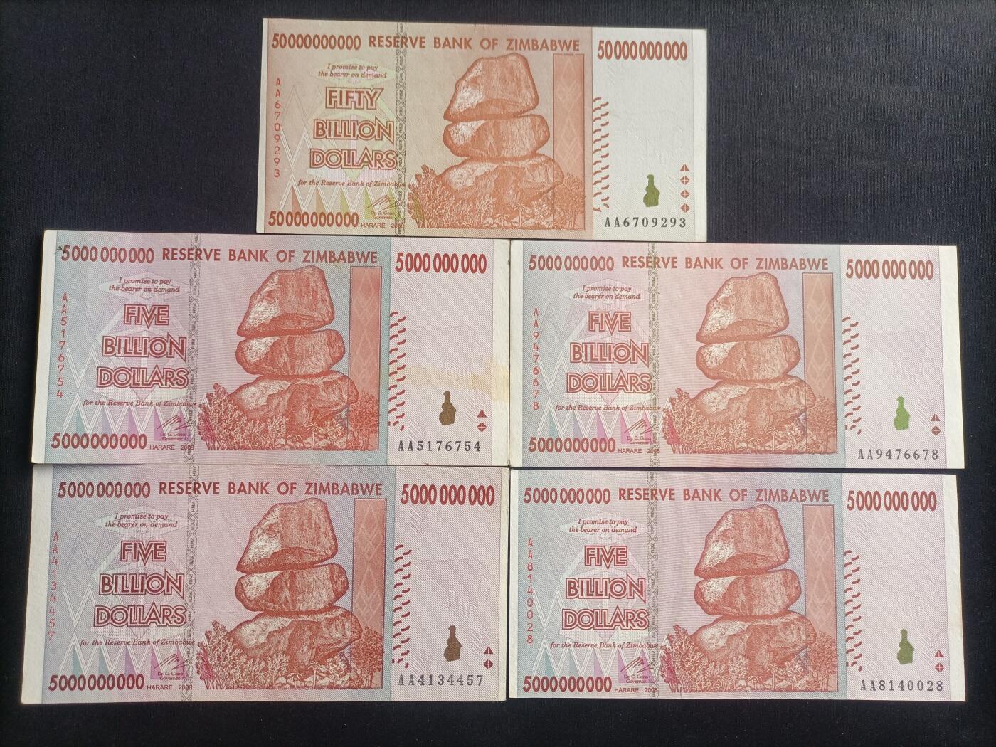 【游宝包邮场】蛇年第100期 五福临门+六六大顺 津巴布韦🇿🇼 UNC/AU