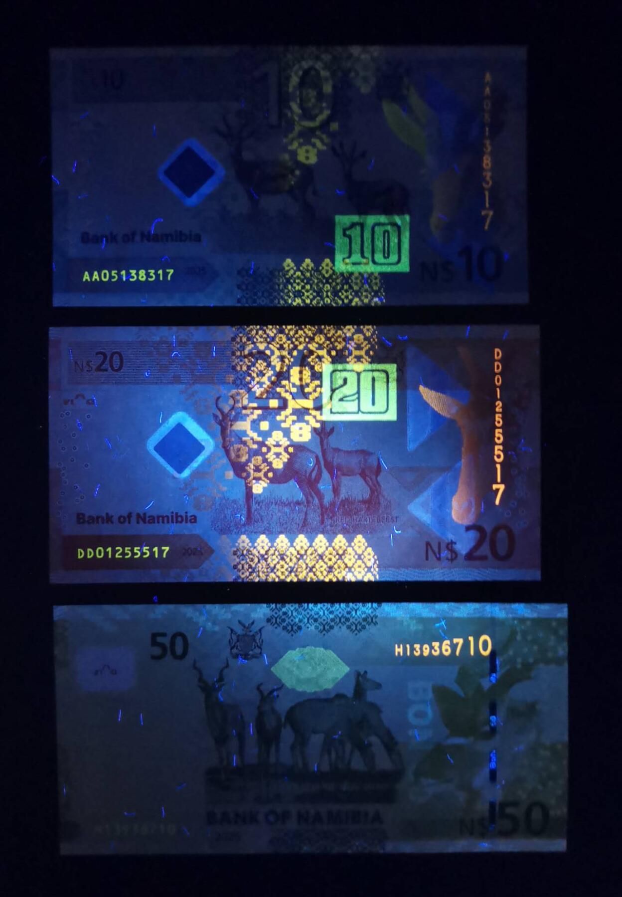 《艾美收藏》第225期-12.15周日外币精选场 纳米比亚2025年10、20、50纳元3枚全新UNC