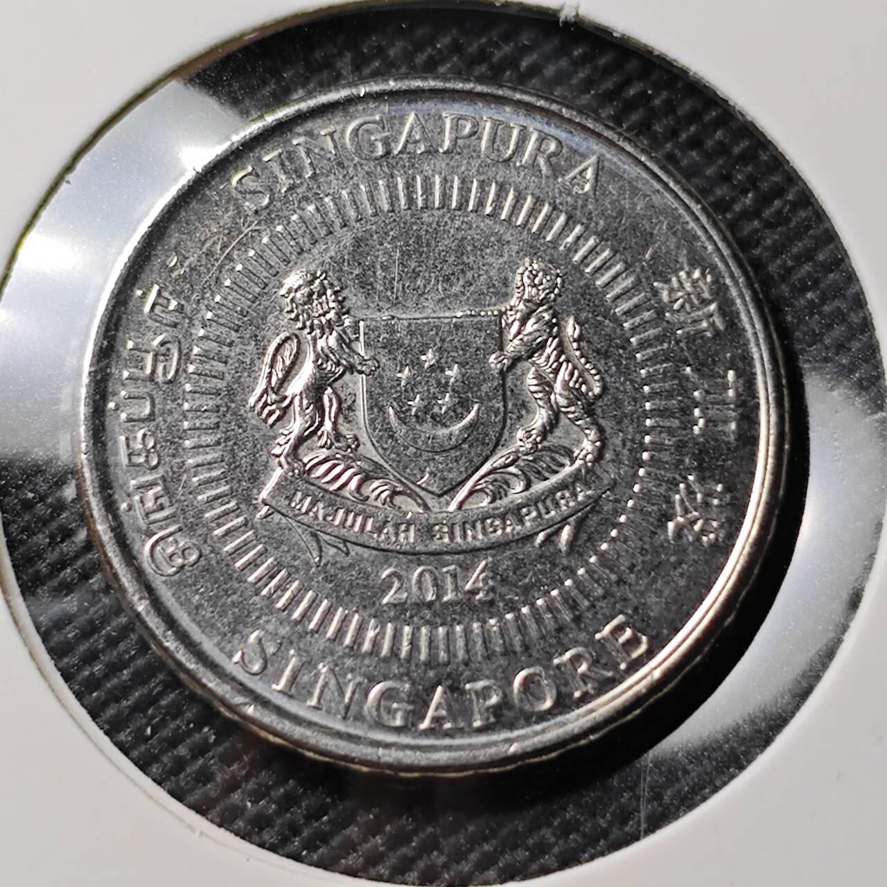 KK钱币收藏小铺 第382期  2月预留时间 周末发货 2014新加坡50分 