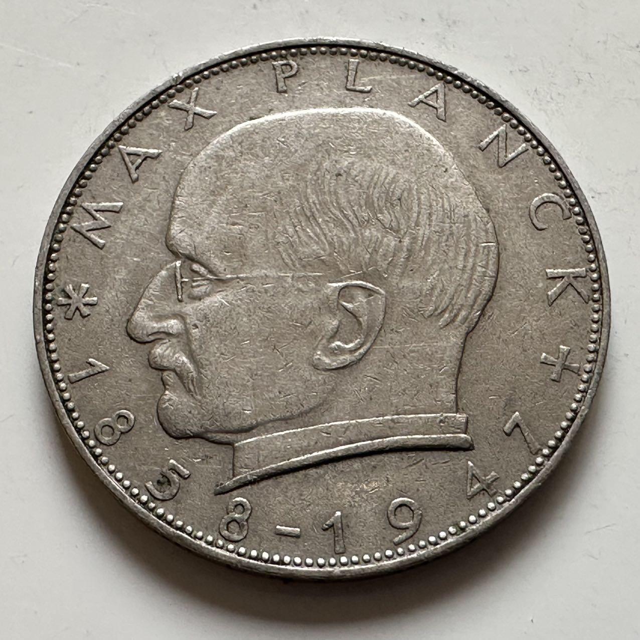 🌹外币初藏🌹🐯2025年第143场  每周二四六晚8️⃣点 接代拍 德国1963年G版 2马克 普朗克