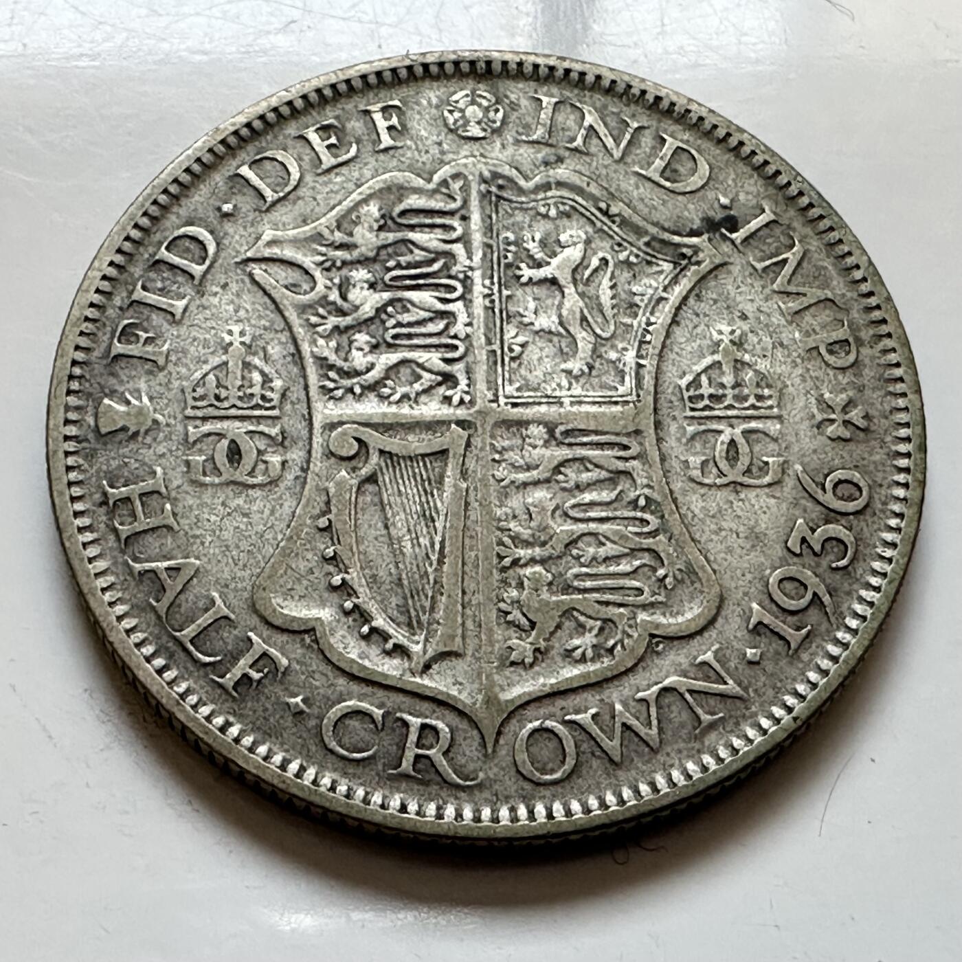 🌹外币初藏🌹🐯2025年第143场  每周二四六晚8️⃣点 接代拍 英国1936年半克郎银币 14.1克50%银