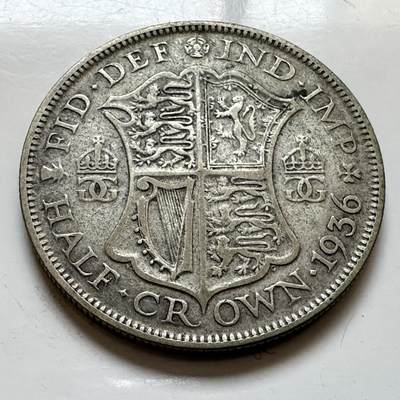 🌹外币初藏🌹🐯2025年第143场  每周二四六晚8️⃣点 接代拍 - 英国1936年半克郎银币 14.1克50%银