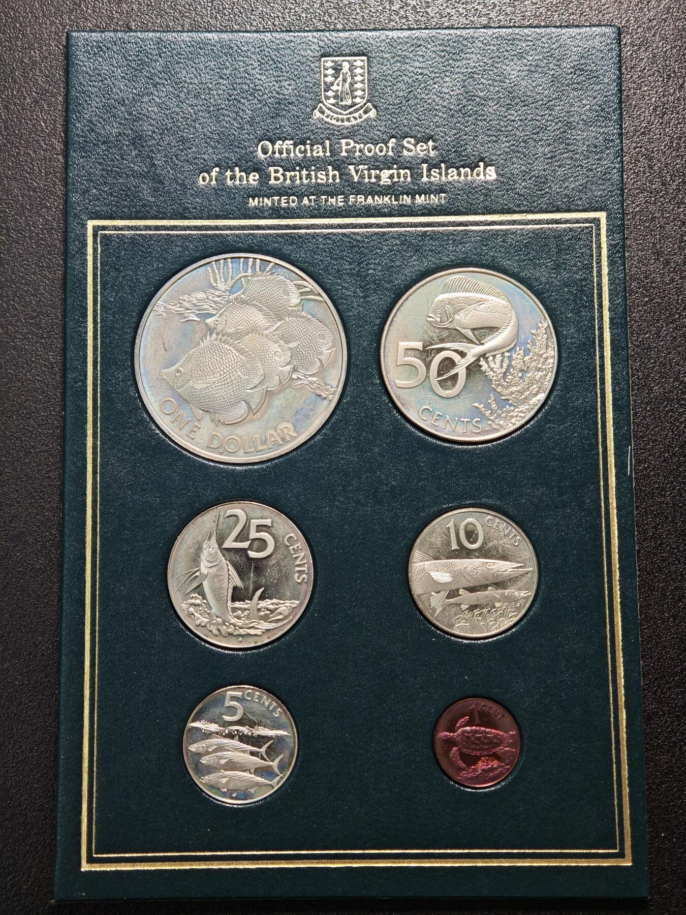 【德藏】世界币章拍卖第158期（拍品征集中~欢迎藏友联系） 1985年 英属维尔京群岛海洋动物精制纪念套币6枚全 原册