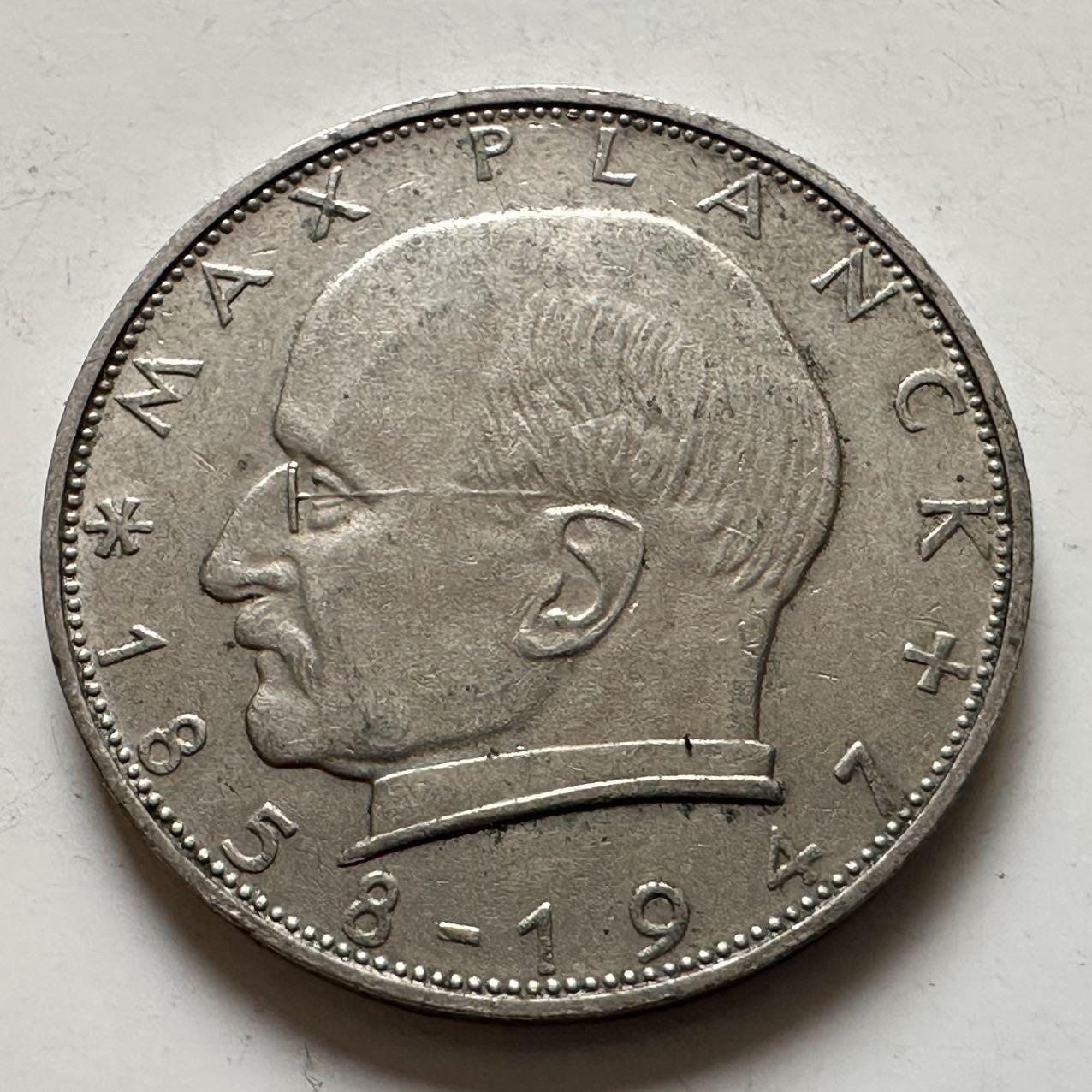 🌹外币初藏🌹🐯2025年第143场  每周二四六晚8️⃣点 接代拍 德国1966年F版 2马克 普朗克