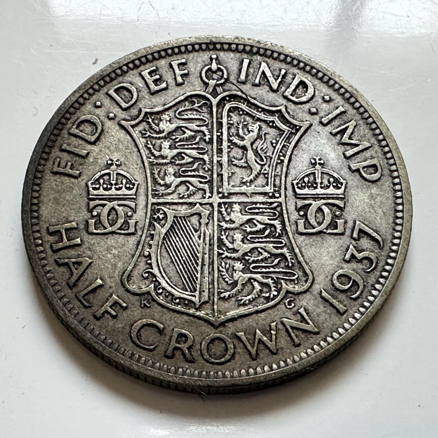 🌹外币初藏🌹🐯2025年第143场  每周二四六晚8️⃣点 接代拍 英国1937年半克郎银币 14.1克50%银 乔六首年