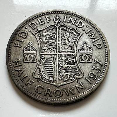 🌹外币初藏🌹🐯2025年第143场  每周二四六晚8️⃣点 接代拍 - 英国1937年半克郎银币 14.1克50%银 乔六首年