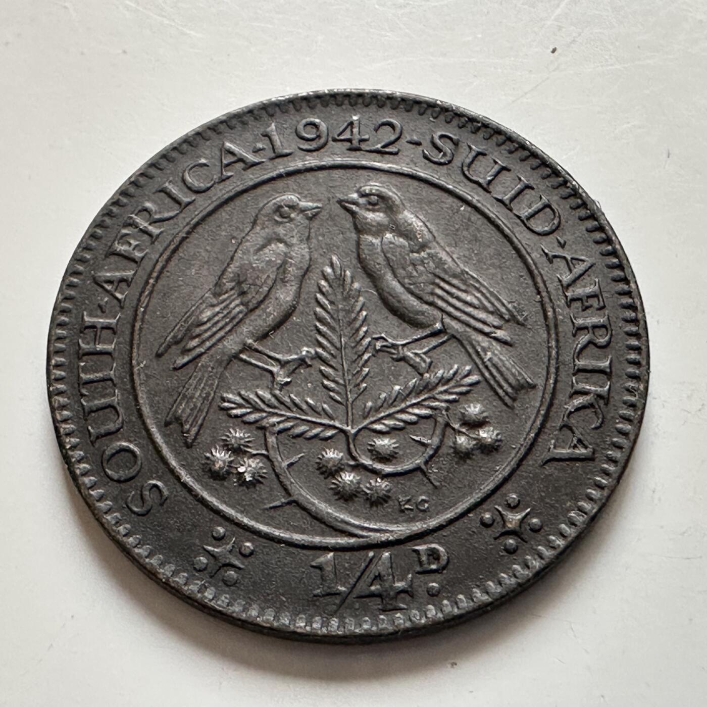 🌹外币初藏🌹🐯2025年第143场  每周二四六晚8️⃣点 接代拍 南非1942年1/4便士