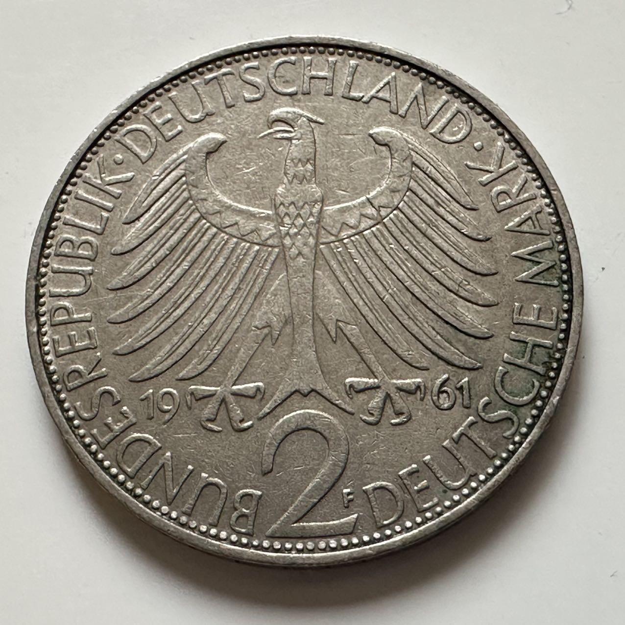 🌹外币初藏🌹🐯2025年第143场  每周二四六晚8️⃣点 接代拍 德国1961年F版 2马克 普朗克