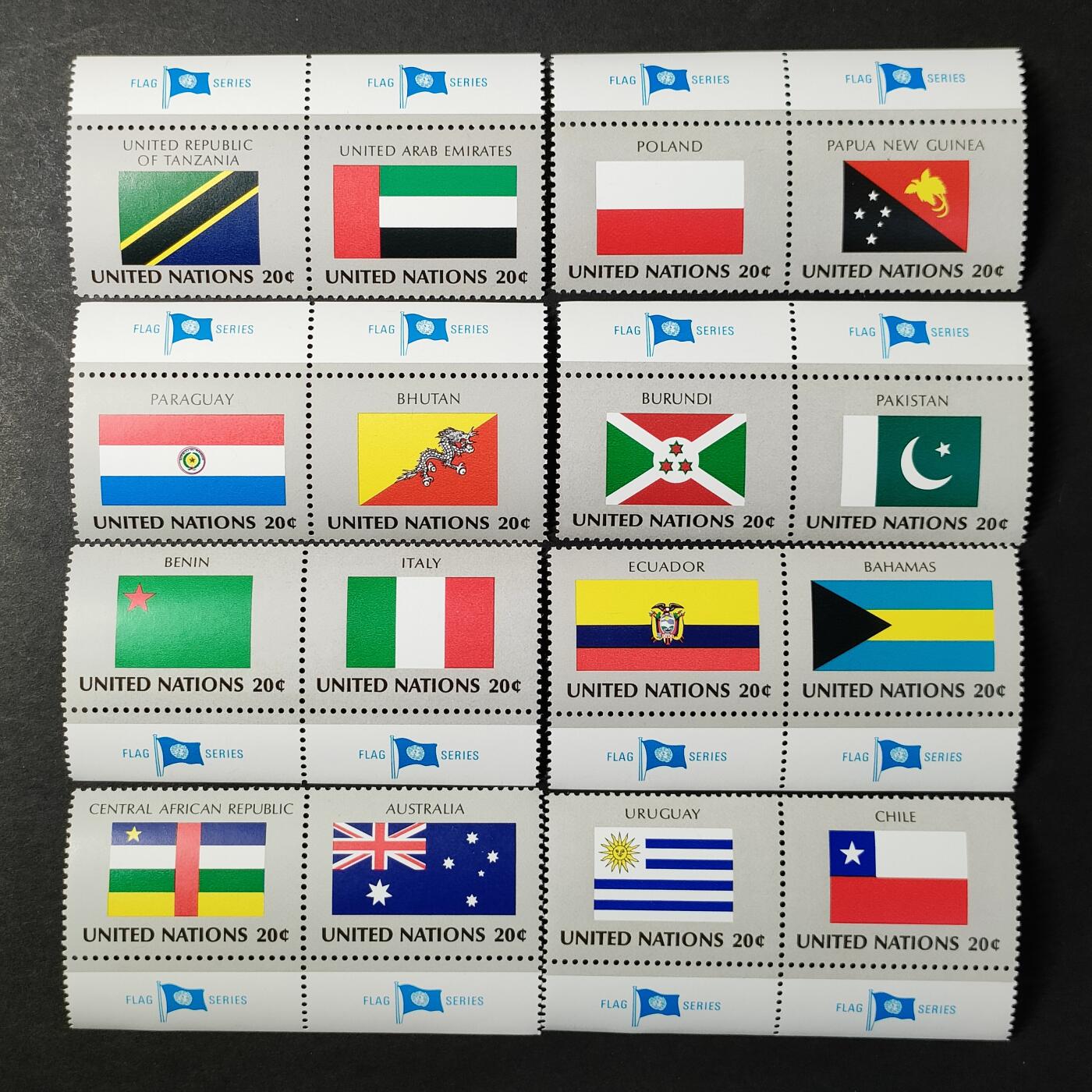 ↓君缘收藏685期☞钱币邮品↓无佣金、可寄存、满30元包邮  联合国纽约邮票，1984年联合国成员国国旗邮票16全