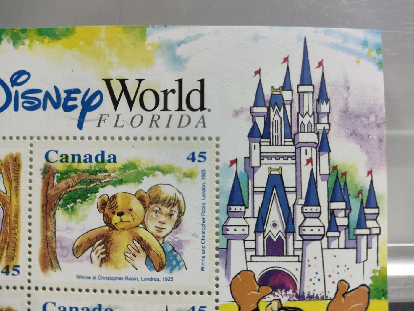 邮册邮折 加拿大1996年庆祝佛罗里达迪士尼乐园25周年发行的小熊维尼纪念邮票小全张
