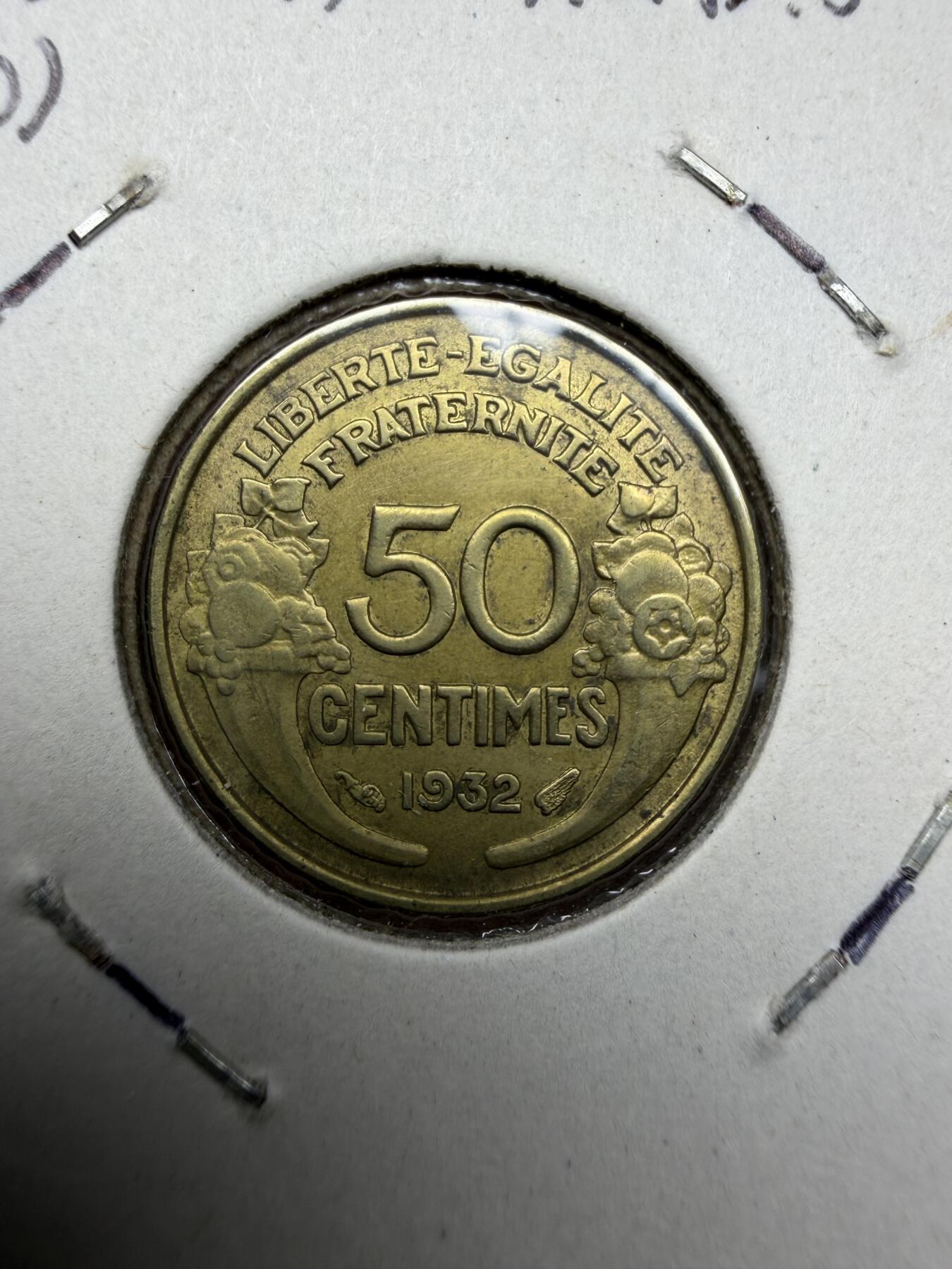 2025年集古藏今外币拍卖第十一期-第2场—（总第292拍），可以寄存60天，满160元包邮。 1932年法国50分