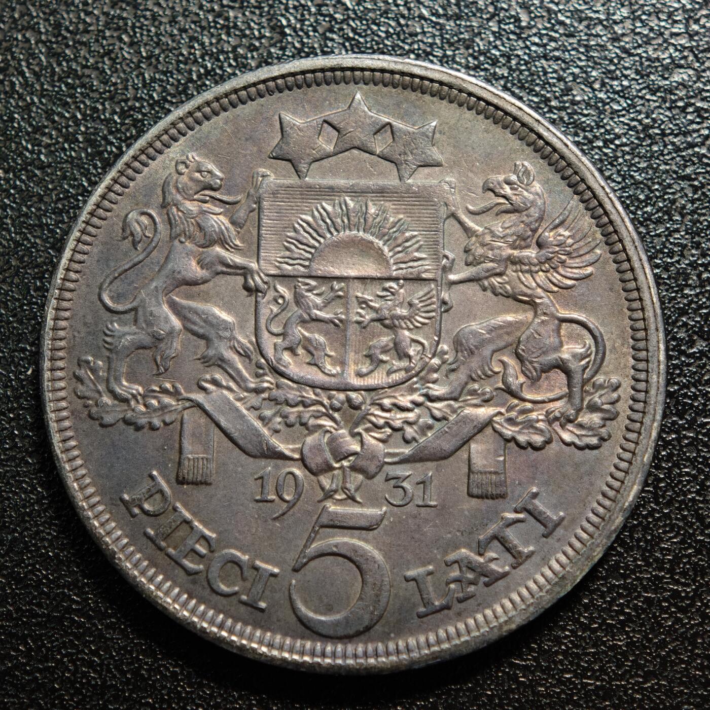 【德藏】世界币章拍卖第158期（拍品征集中~欢迎藏友联系） 3枚一组 1931年 拉脱维亚女神5拉特银币 及 1964年 意大利女神帆船500里拉银币 及 1913年 英属印度1卢比银币 详细尺寸请看拍品介绍