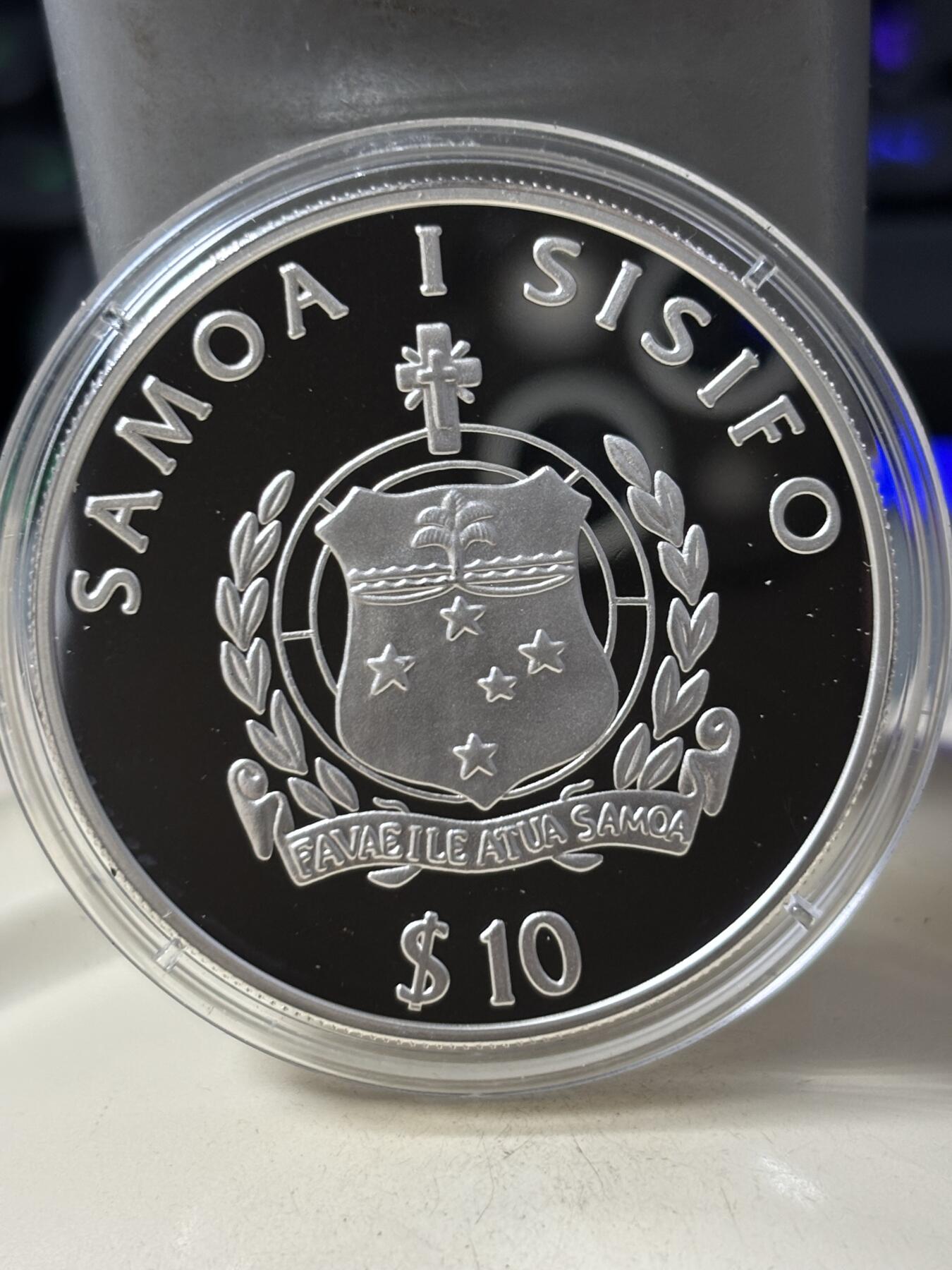 第185期拍卖 萨摩亚2000年沙滩排球31.46克纪念银币，925银，银价435元