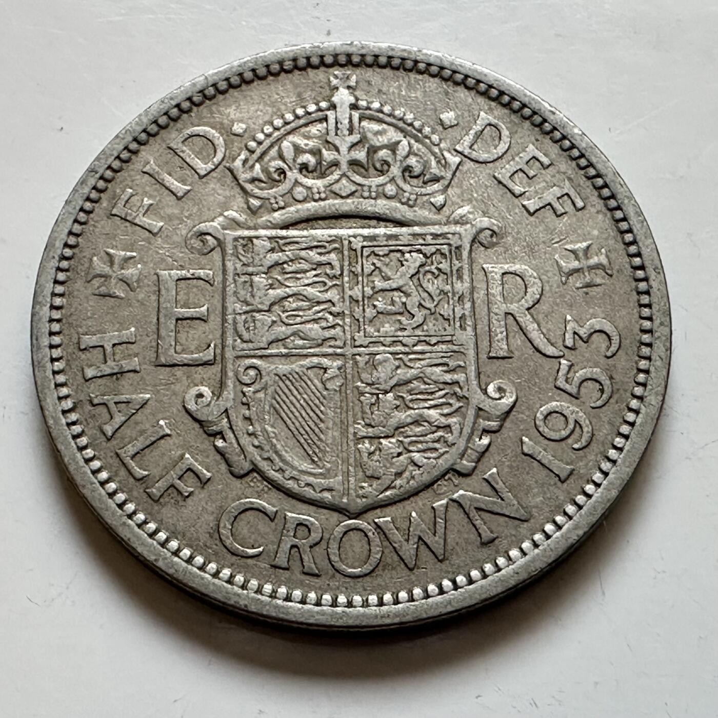 🌹外币初藏🌹🐯2025年第143场  每周二四六晚8️⃣点 接代拍 英国1953年 登基版半克郎 