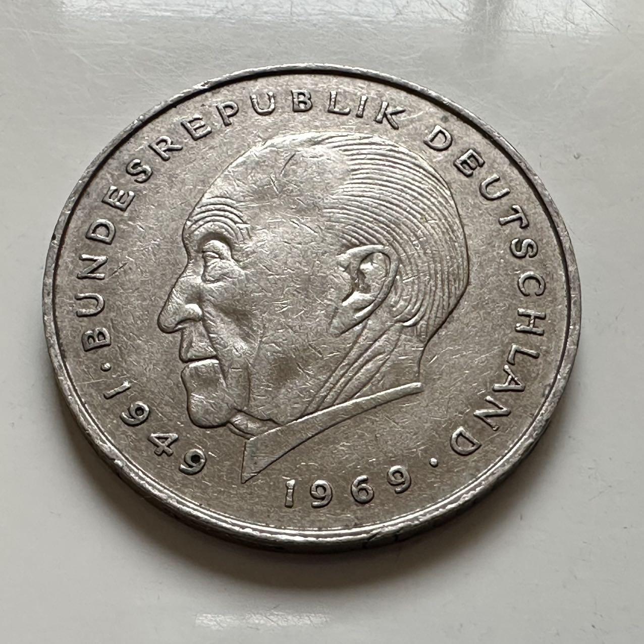 🌹外币初藏🌹🐯2025年第143场  每周二四六晚8️⃣点 接代拍 德国1981年F版 2马克 阿登纳