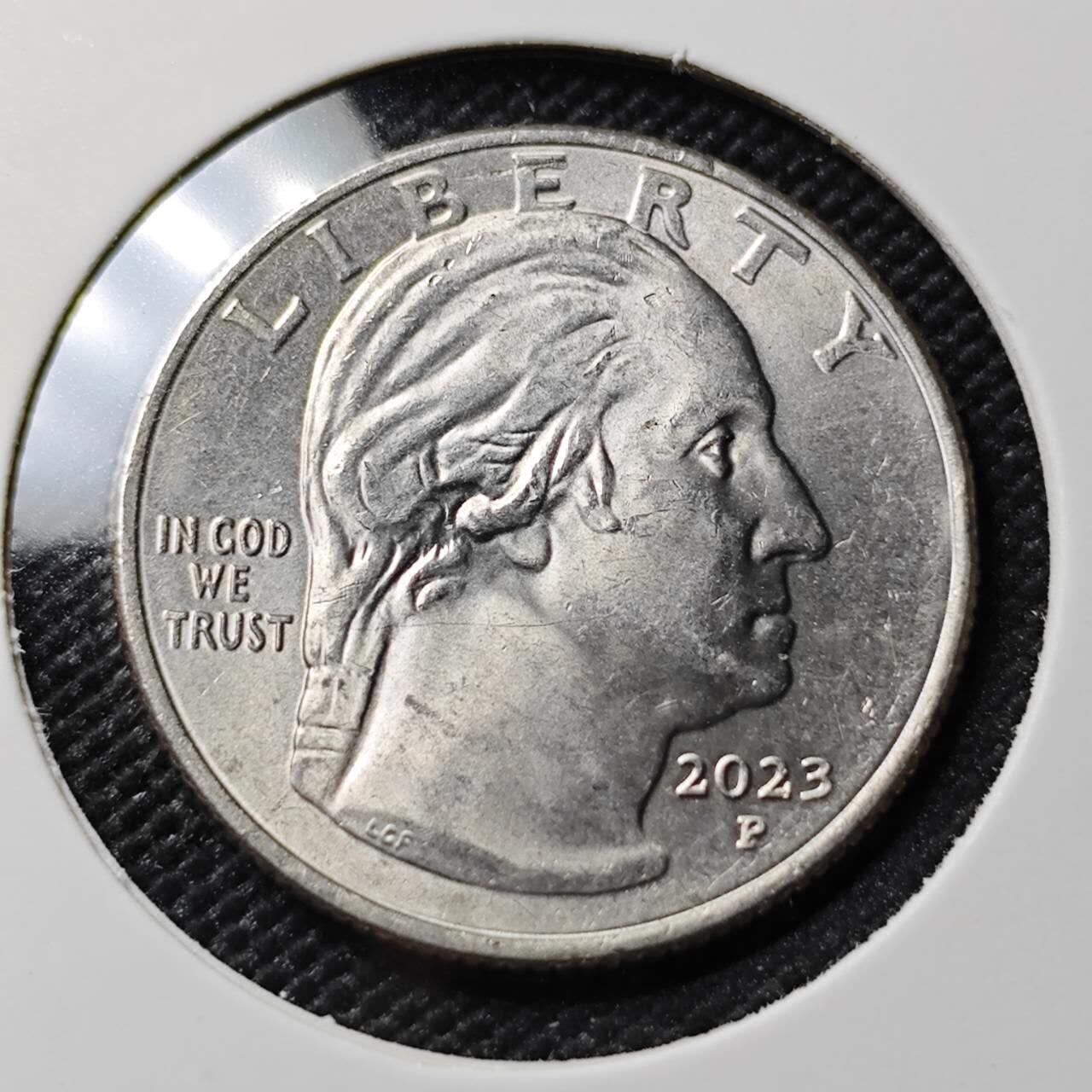 KK钱币收藏小铺 第382期  2月预留时间 周末发货 2023美国25分纪念币 好品