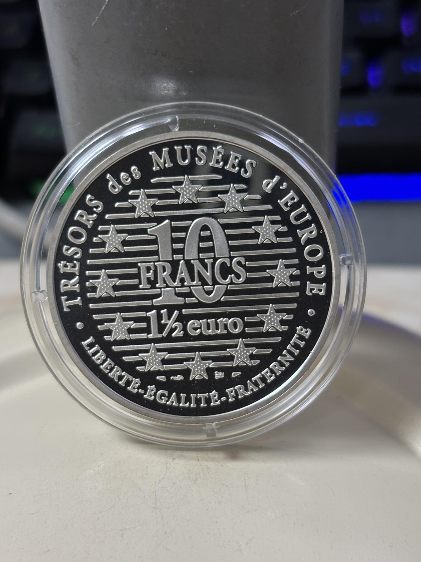 第185期拍卖 法国1996年卢浮宫馆藏系列2组古代商象双面值银币，900银，22.2克，银价299元