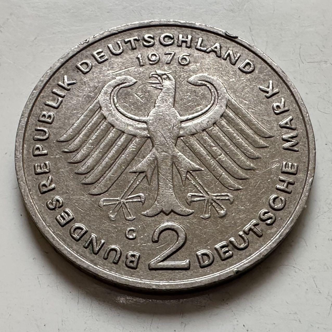🌹外币初藏🌹🐯2025年第143场  每周二四六晚8️⃣点 接代拍 德国1976年G版 2马克 豪斯
