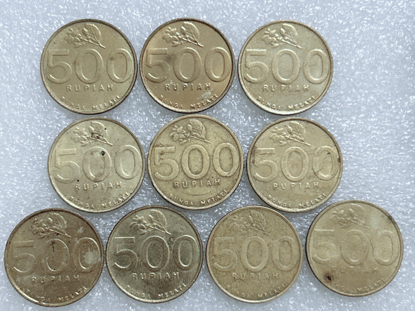 第一海外回流一元起拍收藏 散集专场  第278期 印度尼西亚500卢比黄铜币 10枚