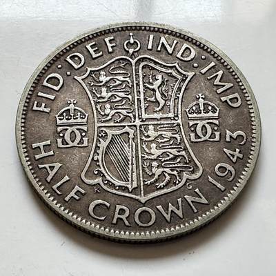 🌹外币初藏🌹🐯2025年第143场  每周二四六晚8️⃣点 接代拍 - 英国1943年半克郎银币 14.1克50%银