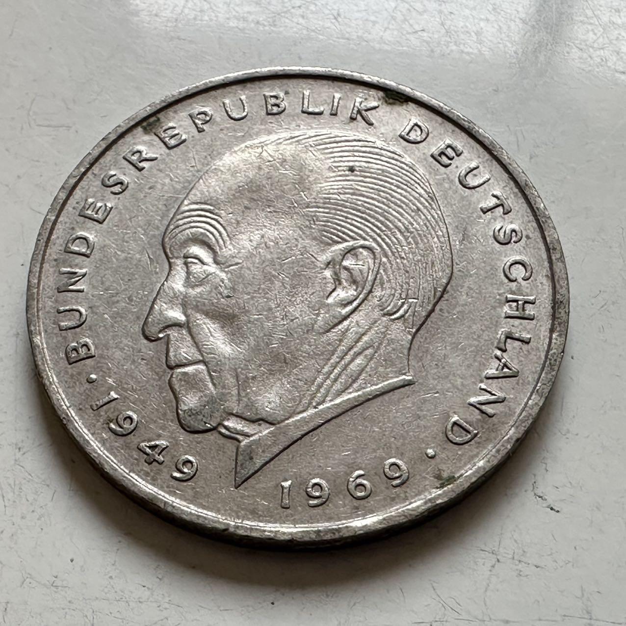 🌹外币初藏🌹🐯2025年第143场  每周二四六晚8️⃣点 接代拍 德国1976年F版 2马克 阿登纳