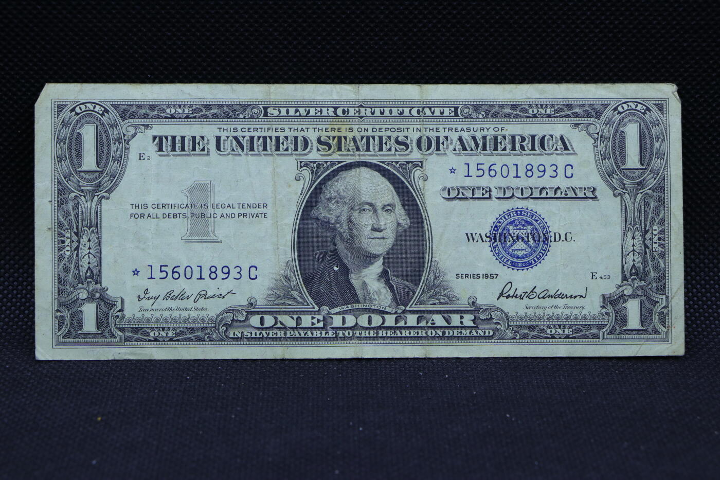 【淘币小摊】限时拍第八百三十四拍  纸币场  满百包邮可预留两周  周一统一发货   美国1957年1美元券【有折】