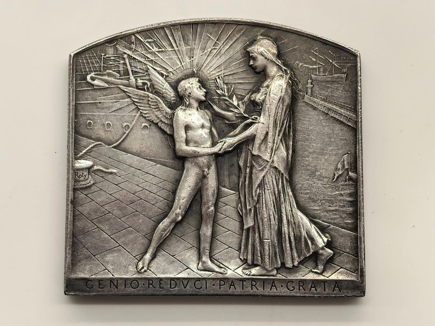 博洋堂世界钱币拍卖第153期（全场包邮） 法国1893年芝加哥世界博览会铜镀银章，Roty作品，尺寸约53×50mm