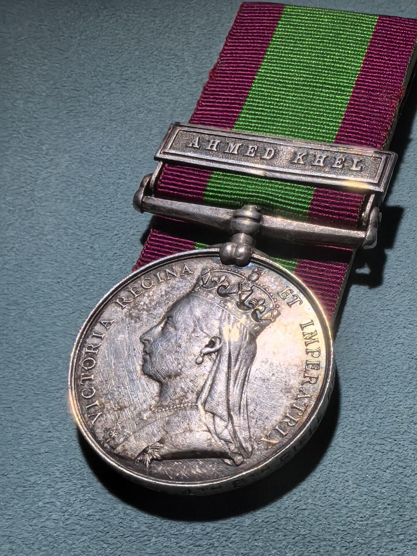 盛世勋华——号角文化勋章邮票专场拍卖第294期 英国1878-80年阿富汗战役奖章 极少见带Ahmed Khel勋条 银制 带刻名 不要拿没条的破烂来比