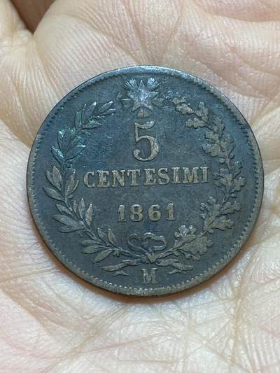 2025年第一百三十八场(总第一百六十四场）外国好品散币场(免佣金) - 意大利王国1861年5分(维托里奥·埃马努埃莱二世时期，M标米兰造，首发年仅发行2年)