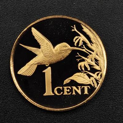 【淘币小摊】实时拍第八百三十三拍   散币场   满百包邮可预留二周 每周一统一发货   - 特立尼达和多巴哥1975年白尾金喉蜂鸟1分精制铜币