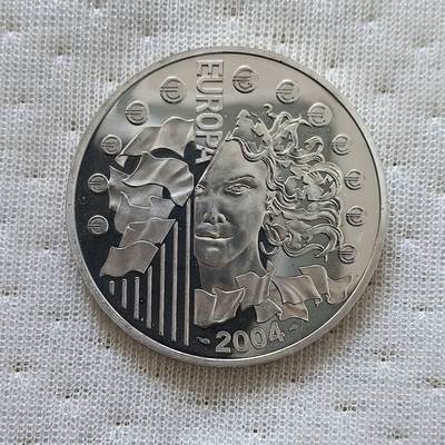 道一币馆币章第一百六十场 - 欧洲之星 法国2004年欧盟东扩1.5欧元精制银币  22.2g 900S