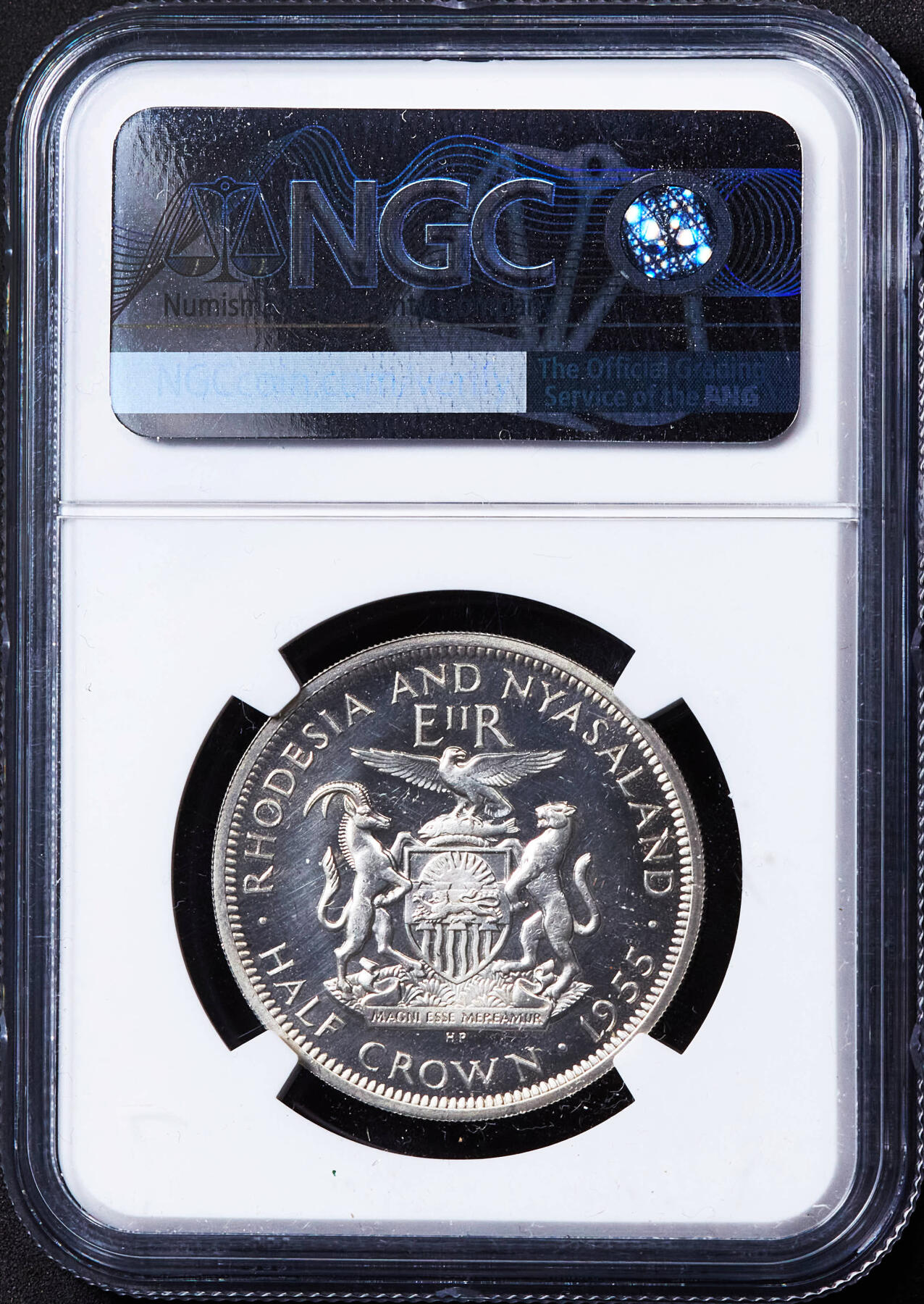 【俄甄集藏】2026年(046)01-07 星期三 晚 19:30 全场包邮 英属罗德西亚-尼亚萨兰1955年1/2便士-半克朗精制铜币、银币7枚大全套，NGC PF63-65，稀有品种，发行量只有2000套