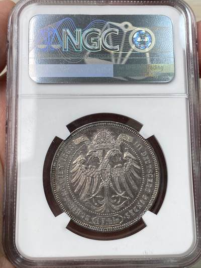 万国钱币拍卖第058期（万国新年大拍） NGC MS61 1868年奥地利维也纳第三届德意志联邦射击节橡树泰勒 女神与橡树完美结合 奥射中的稀有品种 深玫瑰五彩原味包浆极美收藏品质