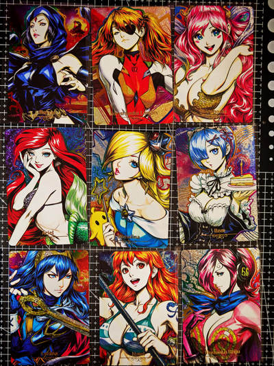 琦卡当当铺～第26期★★各种小漏~支持寄存★★~【9点40结束】扫码加群抽[包邮券]~ - 藏无缺 手绘女神  9宫不同人物  纹理钻闪  -9张