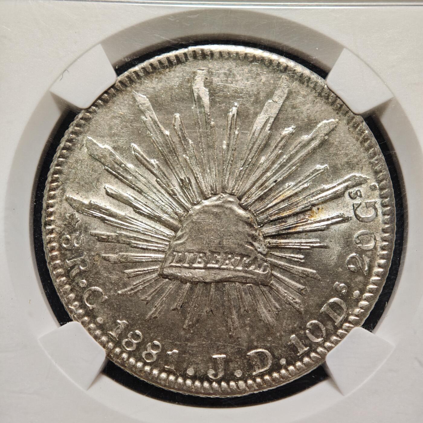 【德藏】世界币章拍卖第158期（拍品征集中~欢迎藏友联系） 1881年 墨西哥鹰洋8R银币 原光十足 NGC MS63+