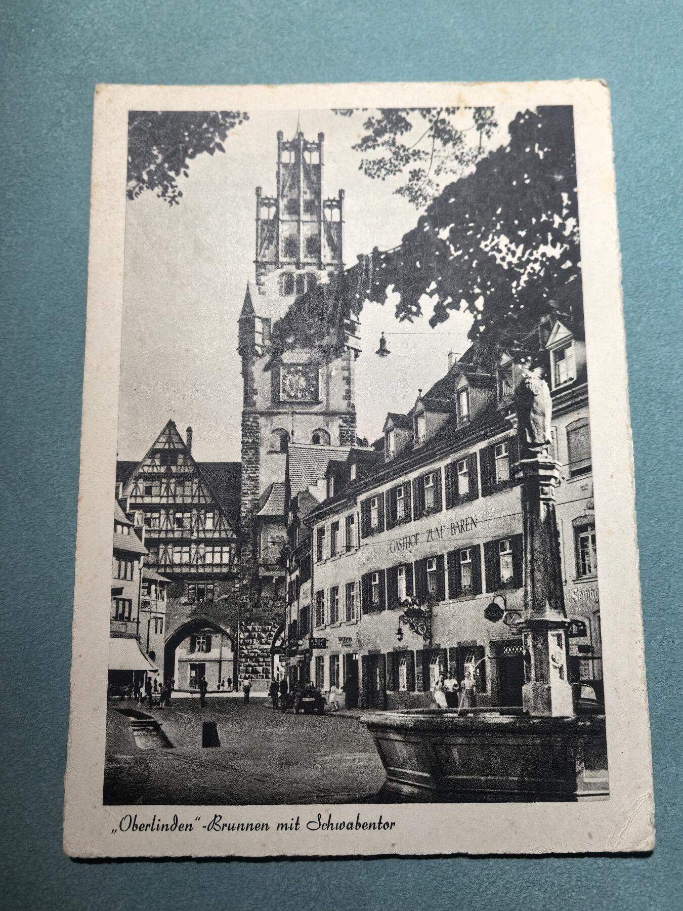 盛世勋华——号角文化勋章邮票专场拍卖第294期 德国（1939）1943年实寄明信片 弗莱堡上林登喷泉和施瓦本门 贴小胡子邮票