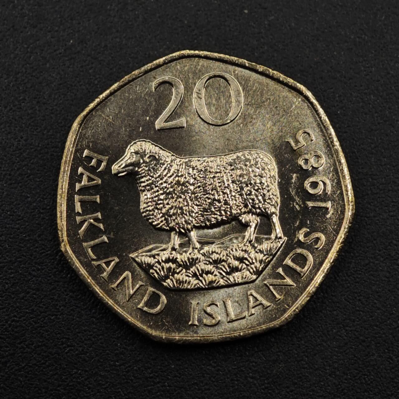 【淘币小摊】实时拍第八百三十三拍   散币场   满百包邮可预留二周 每周一统一发货   福克兰群岛1985年绵羊20便士镍币