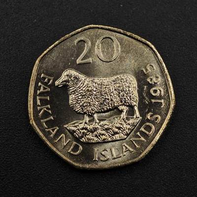 【淘币小摊】实时拍第八百三十三拍   散币场   满百包邮可预留二周 每周一统一发货   - 福克兰群岛1985年绵羊20便士镍币