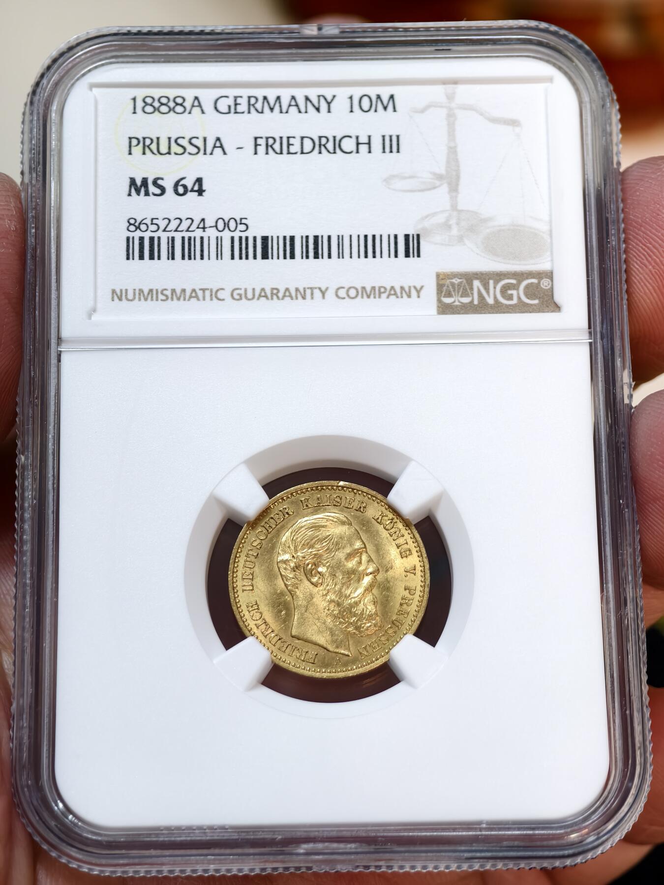 NGC-MS64德国1888年腓特烈三世三皇10马克金币