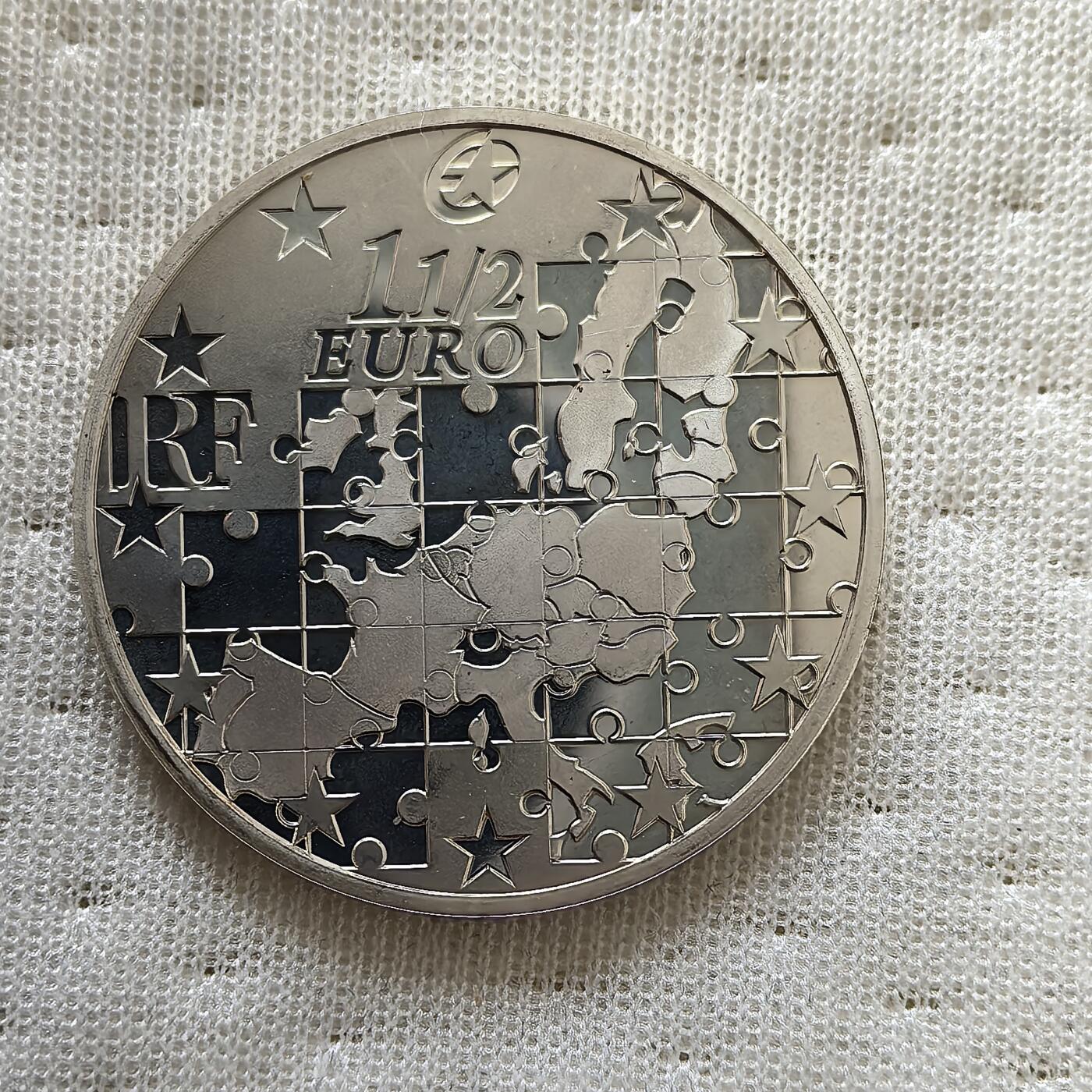 道一币馆币章第一百六十场 欧洲之星 法国2004年欧盟东扩1.5欧元精制银币  22.2g 900S